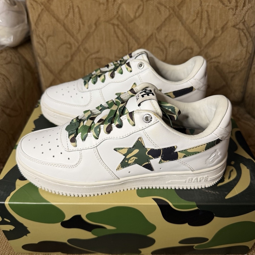 A Bathing‎ Ape Bape Sta Low ABC Camo White Green 2025 Size 7 Clean W/Box!